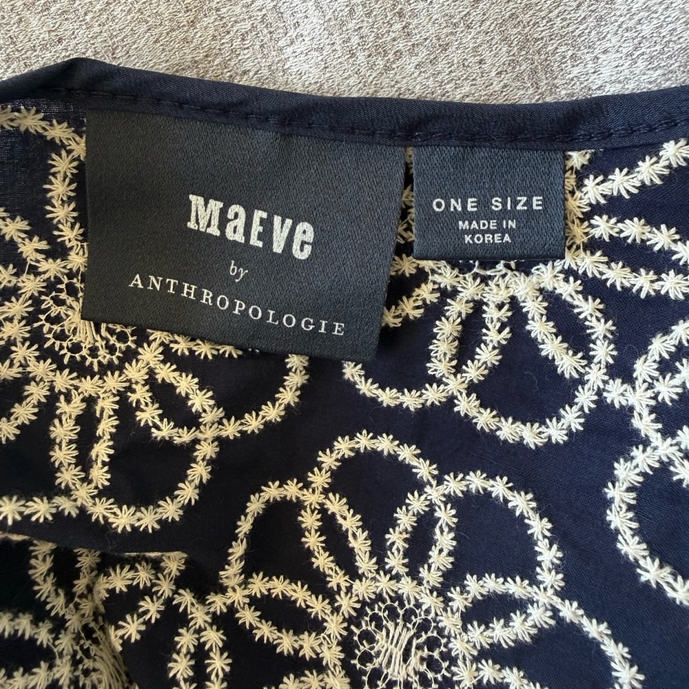 Maeve Anthropologie Cropped Floral Embroidered Jacket Puff Sleeve One Size - Picture 5 of 10